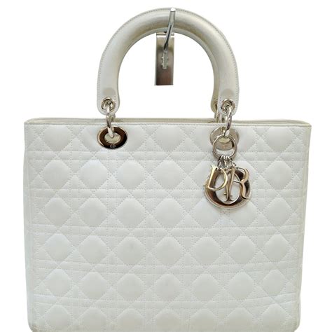 dior classic lady dior large bag white 2014 collection lambskin|dior mini handbags.